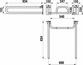 Поручни для ванной Jika Universum откидные нержавеющая сталь белый H3897100000001