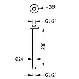 Потолочный душевой кронштейн Tres 280 мм черный матовый 13462102NM