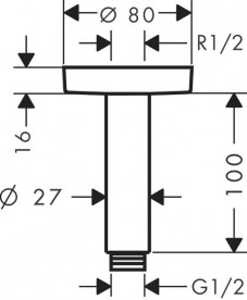 Стельове подсоедіненіедля верхнього душа Hansgrohe колекція Croma Select S хром 27393000