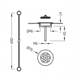Слив с пробкой для раковины и биде Tres Ø 70 мм состаренная латунь 9134746051