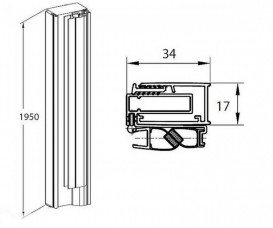 Профиль для душевой перегородки Roca Capital 34х1950 мм алюминий хром AM48195020