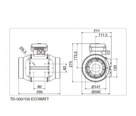 Промисловий вентилятор Soler&Palau TD-500/150 Ecowatt канальний круглого перетину 5211023600