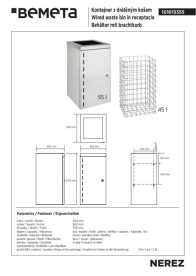 Дротовий кошик для сміття в контейнері Bemeta Hotel нержавіюча сталь матова 101015355
