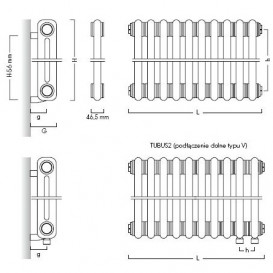 Радиатор отопления Instal Projekt Tubus 2 трубчатый 48,5х180 см 10 секций сапфир TUB2-180/10-D50-C1100