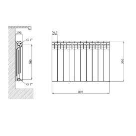 Радиатор отопления Kroner Alma 500Р 500/80/100 10 секций биметалл белый CV034119