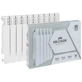 Радиатор отопления Kroner Ludwig 500Р 500/80/96 10 секций алюминий белый CV034114