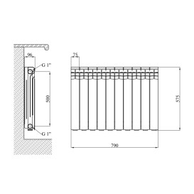 Радиатор отопления Kroner Ludwig 500Р 500/80/96 10 секций алюминий белый CV034114