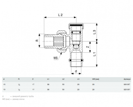 Радиаторный вентиль на обратную магистраль Viega Sanpress 2272.1 с SC‑Contur d15хR½ бронза 26357