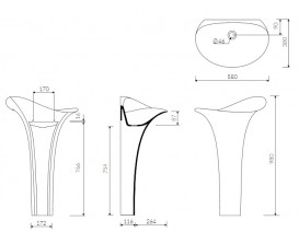 Раковина для ванной Marmorin Alice S 58х38 см напольная литой камень белый P 550 058 020 010