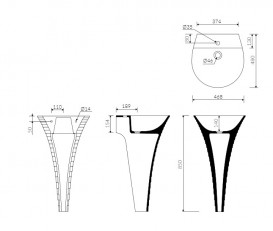 Раковина для ванной Marmorin Cascada 46,8х48 напольная литой камень белый P 724 047 020 010