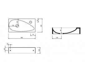Раковина для ванной Marmorin Elara 1 40х20 см литой камень белый 390 040 020 xx x