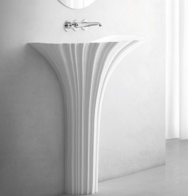 Раковина для ванної Marmorin Flora 76,2х35,8 см для підлоги литий камінь білий P 525 075 020 010