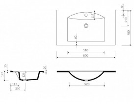 Раковина для ванной Marmorin Larissa 80х48 см литой камень белый 300 080 020 xx x