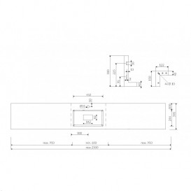 Раковина для ванної Marmorin Lira регульована від 60 до 250 см литий камінь білий 640 REG 0xx xx x