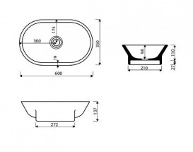 Раковина для ванной Marmorin Liva 60х35 см литой камень белый 556 060 020 xx x
