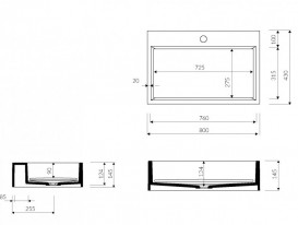 Раковина для ванной Marmorin Modico 80х43 см литой камень белый 350 080 020 xx x