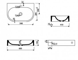 Раковина для ванної Marmorin Pia 60х41 см литий камінь білий 571 060 020 xx x