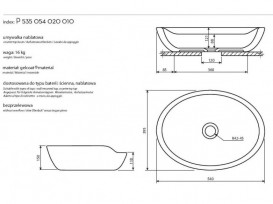 Раковина для ванної Marmorin Siwa 54х39,5 см литий камінь білий P 535 054 020 010