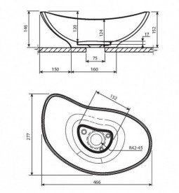 Раковина для ванної Marmorin Tallasa 46,6х27,7 см литий камінь білий P 520 044 020 010