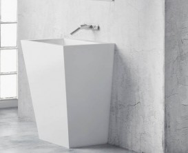 Раковина для ванной Marmorin Tebe 70х50 см напольная литой камень белый  P 530 070 020 010