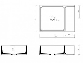Раковина для ванної Marmorin Thin 55х40 см з полицею литий камінь білий 632 055 720 хх х