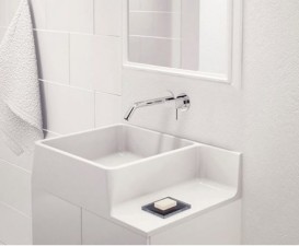 Раковина для ванної Marmorin Thin 55х40 см з полицею литий камінь білий 632 055 720 хх х