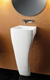 Раковина для ванной Marmorin Wave 40х40 см напольная литой камень белый 475 040 020 xx x