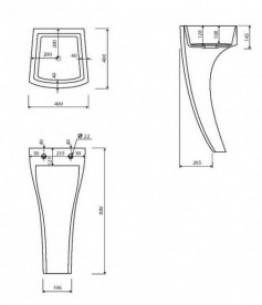 Раковина для ванної Marmorin Wave 40х40 см для підлоги литий камінь білий 475 040 020 xx x