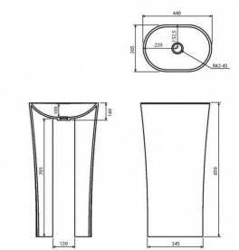 Раковина для ванної Marmorin Wega 44х30,5 см литий камінь білий P 515 050 020 010