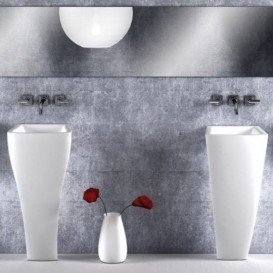 Раковина для ванной Marmorin Waver 40х40 см напольная литой камень белый 470 040 020 xx x