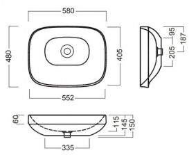 Раковина для ванной без отверстий без перелива Hatria ABITO 58х45 см белая YXXA01