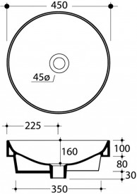 Раковина-чаша для ванной круглая Kerasan Cento накладная 45х45 см черный матовый 355731