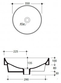 Раковина-чаша для ванної кругла Kerasan Cento накладна 35х35 см чорний матовий 355831
