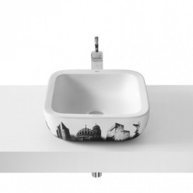 Раковина-чаша для ванної накладна Roca Urban 40х40 см із зовнішнім декором Berlin кераміка біла A32765G00U