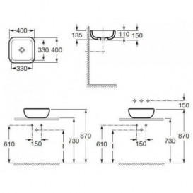 Раковина-чаша для ванної накладна Roca Urban 40х40 см із зовнішнім декором Shanghai кераміка біла A32765H00U