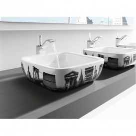 Раковина-чаша для ванної накладна Roca Urban 40х40 см із зовнішнім декором London кераміка біла A32765L00U