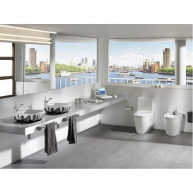 Раковина-чаша для ванної накладна Roca Urban 40х40 см із зовнішнім декором London кераміка біла A32765L00U