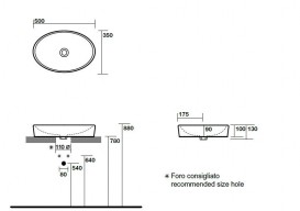 Раковина-чаша для ванної овальна Kerasan Cento накладна 50х35 см біла 355201