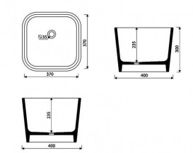 Раковина для ванной Marmorin Balia 40х40 см литой камень белый 591 040 020 xx x