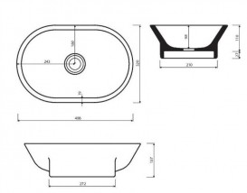 Раковина для ванної Marmorin Liva 48,6х32 см литий камінь білий 556 048 020 xx x