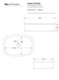 Раковина для ванної ArtCeram Azuley накладна 65х45 см чорний глянсовий AZL002 03; 00