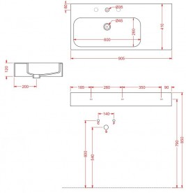 Раковина для ванной ArtCeram Block 90,5х41 см белый глянцевый BKL002 01;00