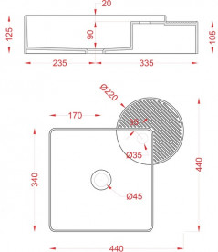 Раковина для ванной ArtCeram Cartesio 44х44 см с отверстием под смеситель керамика розовый CAL003 33;00