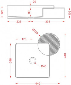 Раковина для ванной ArtCeram Cartesio 44х44 см без отверстия под смеситель керамика черный  матовый CAL003 17;99