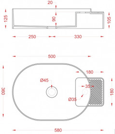 Раковина для ванної ArtCeram Cartesio 58х36 см з отвором під змішувач кераміка чорний глянсовий CAL001 03;00