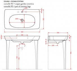 Раковина для ванной ArtCeram Civitas 90х50 см керамика шампань CIL002 02;00