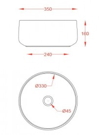 Раковина для ванної ArtCeram Cognac Ø35 см чорний глянсовий COL004 03; 00