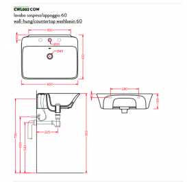 Раковина для ванної ArtCeram Cow 60х45 см білий глянсовий CWL002 01; 00