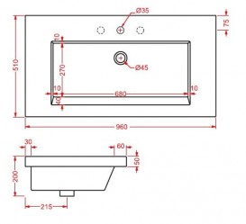Раковина для ванної ArtCeram Gap 96х51 см білий глянсовий GPL004 01; 00