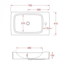Раковина для ванной ArtCeram Hi-Line 70х41 см чёрный глянцевый HIL003 03;00